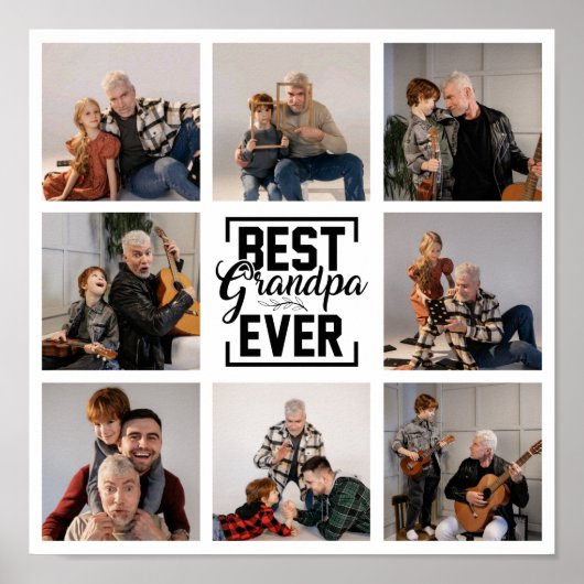 Best Grandpa Ever 8 Photo Collage Poster (Voorkant)