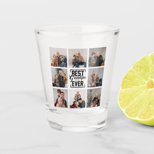 Best Grandpa Ever 8 Photo Collage Shot Glass Shot Glas (Voorkant)