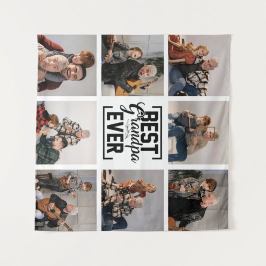 Best Grandpa Ever 8 Photo Collage Tapestry Wandkleed (Voorkant (horizontaal))