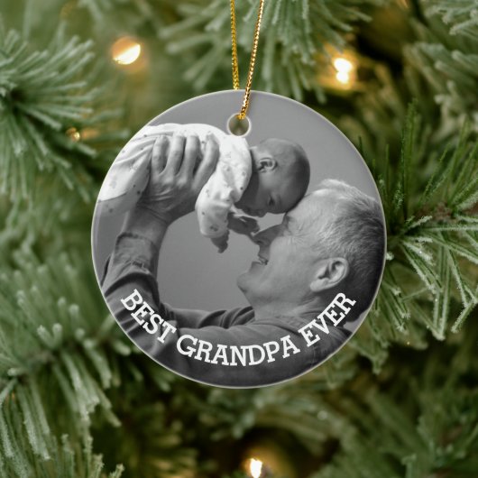 Best Grandpa Ever Custom Photo Family afbeelding Keramisch Ornament (Boom)