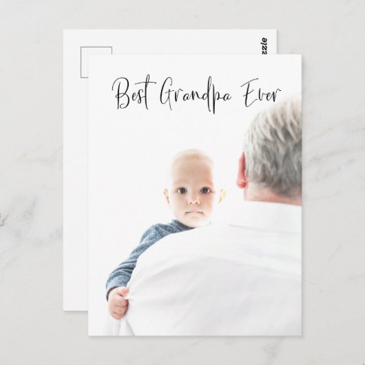 Best Grandpa Ever Custom Photo Script Moderne Briefkaart (Voorkant / Achterkant)