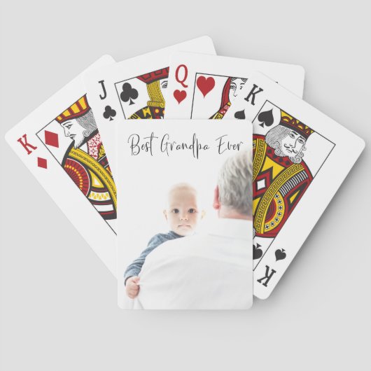 Best Grandpa Ever Custom Photo Script Moderne Pokerkaarten (Achterkant)