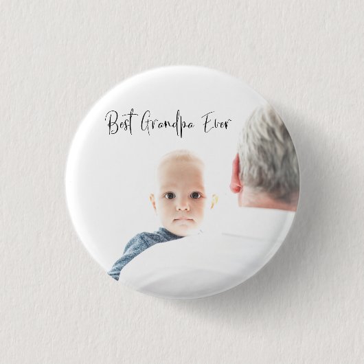 Best Grandpa Ever Custom Photo Script Moderne Ronde Button 3,2 Cm (Voorkant)