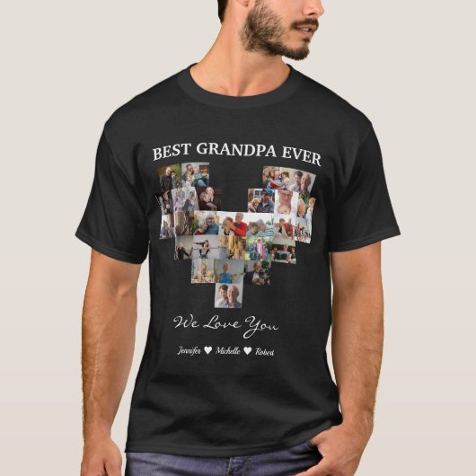 Best Grandpa Ever Custom Photos Grandchildren Name T-shirt (Voorkant)