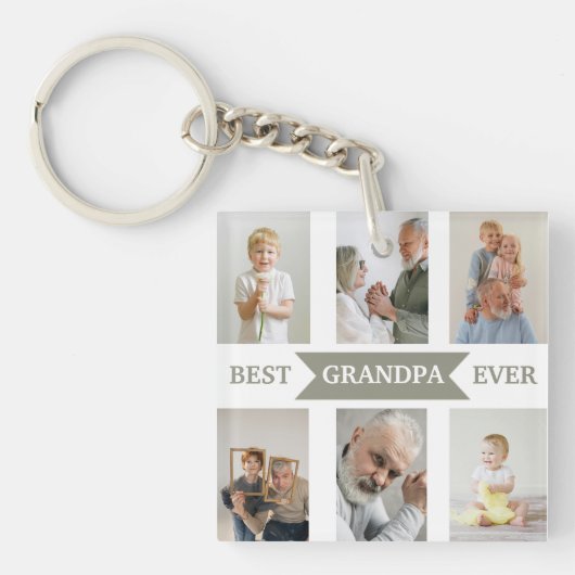 Best Grandpa Ever | Custom Photos Keychain (voorkant)