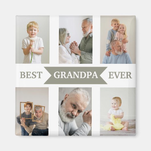 Best Grandpa Ever | Custom Photos Magnet (Voorkant)