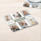 Best Grandpa Ever | Custom Photos Paper Coaster Kartonnen Onderzetters (Schuin)
