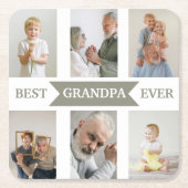 Best Grandpa Ever | Custom Photos Paper Coaster Kartonnen Onderzetters (Voorkant)