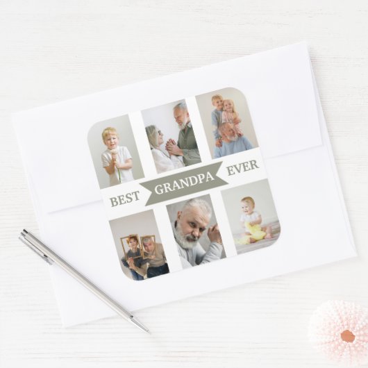 Best Grandpa Ever | Custom Photos Sticker (Envelop)