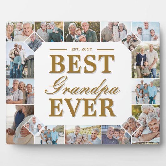 Best Grandpa Ever Father's Day Photo Frame Collage Fotoplaat (Voorkant)