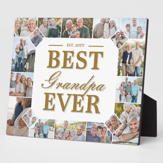 Best Grandpa Ever Father's Day Photo Frame Collage Fotoplaat (Zijkant)