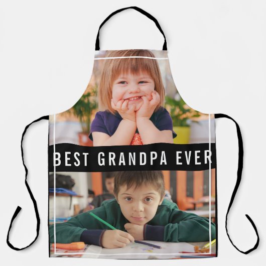 Best Grandpa Ever Grandkids 2 Photo Collage Black Schort (Voorkant)