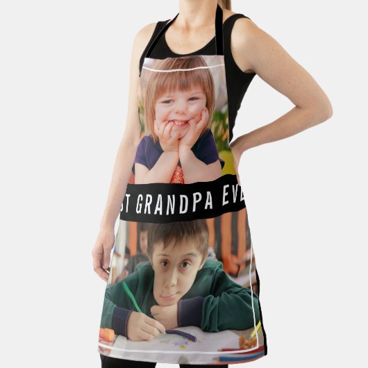 Best Grandpa Ever Grandkids 2 Photo Collage Black Schort (Insitu)