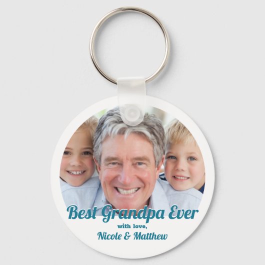 Best Grandpa Ever Modern Photo Keepomwille Sleutelhanger (Voorkant)