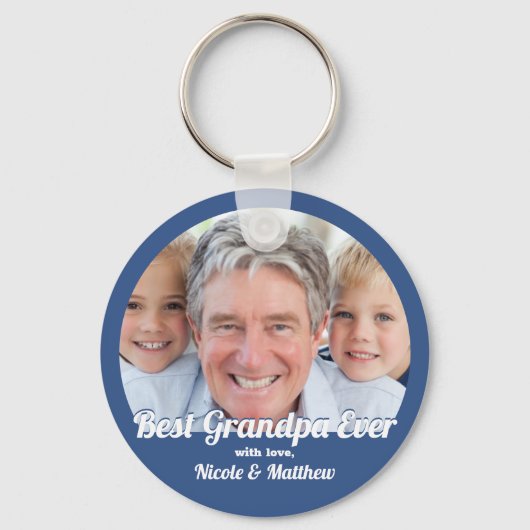 Best Grandpa Ever Modern Photo Keepomwille Sleutelhanger (Voorkant)