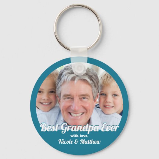 Best Grandpa Ever Modern Photo Keepomwille Sleutelhanger (Voorkant)