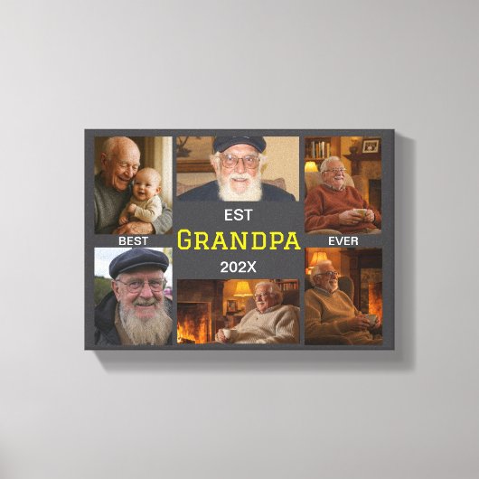 Best Grandpa Ever  – Personalized Photos Canvas Afdruk (Voorkant)