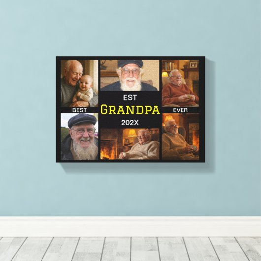 Best Grandpa Ever  – Personalized Photos Canvas Afdruk (Insitu (Houten vloer))