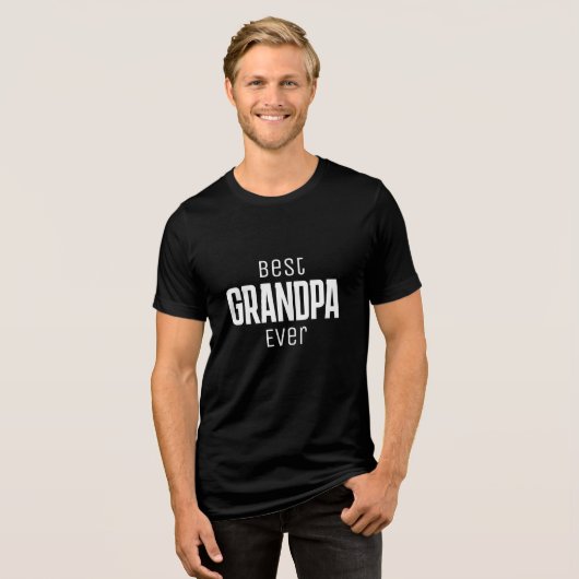 Best  Grandpa Ever Personalized script Tri-Blend Shirt (Voorkant volledig)