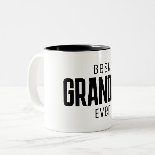 Best Grandpa Ever Personalized Script Tweekleurige Koffiemok (Voorkant links)