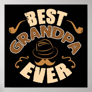 Best Grandpa Ever - Pet en Pipe Illustratie Poster