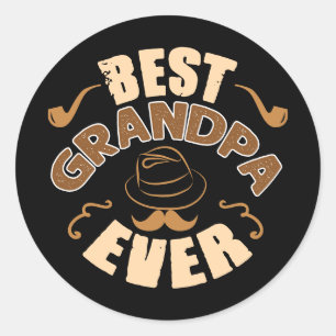 Best Grandpa Ever - Pet en Pipe Illustratie Ronde Sticker