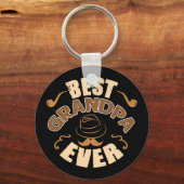 Best Grandpa Ever - Pet en Pipe Illustratie Sleutelhanger (Voorkant)