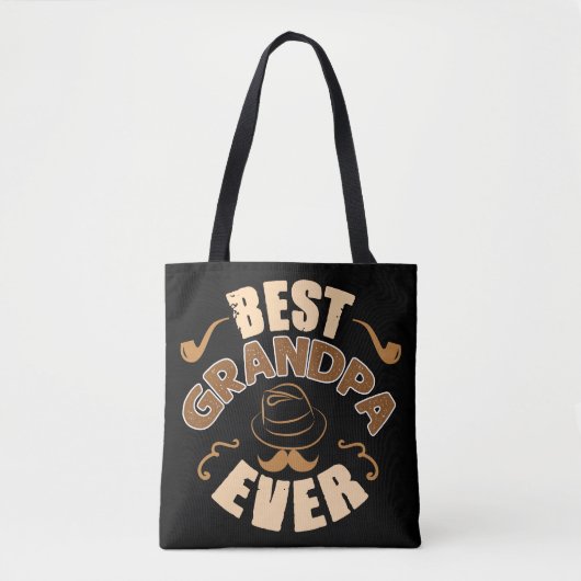 Best Grandpa Ever - Pet en Pipe Illustratie Tote Bag (Voorkant)