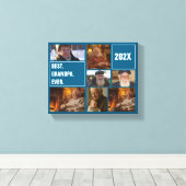 Best Grandpa Ever Photo Collage and Custom Text Canvas Afdruk (Insitu (Houten vloer))