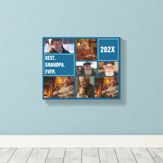 Best Grandpa Ever Photo Collage and Custom Text Canvas Afdruk (Insitu (Houten vloer))