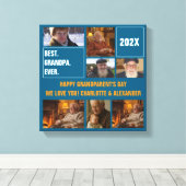 Best Grandpa Ever Photo Collage and Custom Text Canvas Afdruk (Insitu (Houten vloer))