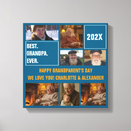 Best Grandpa Ever Photo Collage and Custom Text Canvas Afdruk