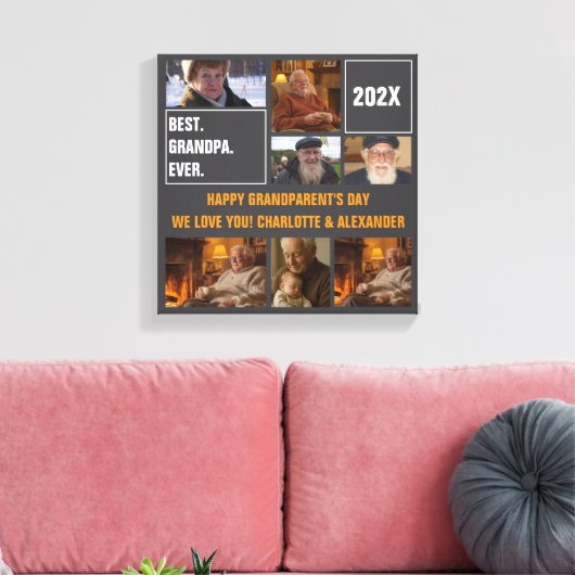 Best Grandpa Ever Photo Collage and Custom Text Canvas Afdruk (Insitu (Woonkamer))