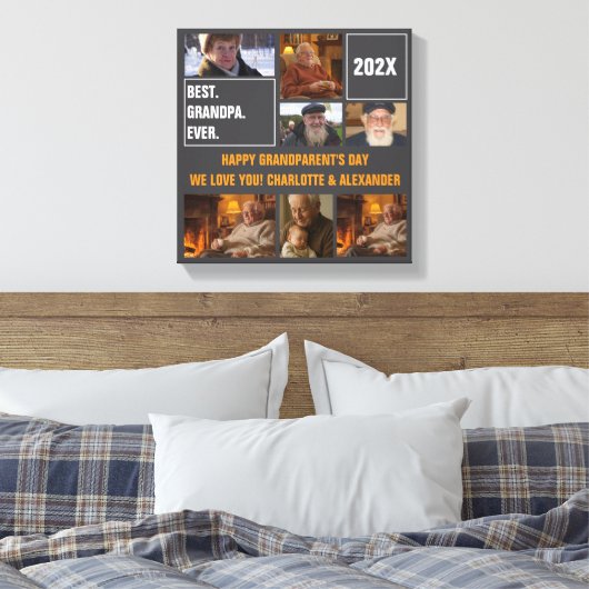 Best Grandpa Ever Photo Collage and Custom Text Canvas Afdruk (Insitu (Slaapkamer))