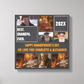 Best Grandpa Ever Photo Collage and Custom Text Canvas Afdruk (Voorkant)