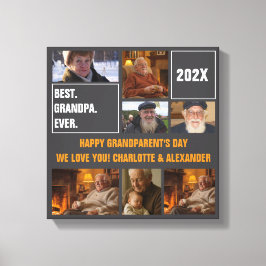 Best Grandpa Ever Photo Collage and Custom Text Canvas Afdruk