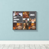 Best Grandpa Ever Photo Collage and Custom Text Canvas Afdruk (Insitu (Houten vloer))
