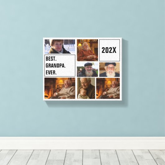 Best Grandpa Ever Photo Collage and Custom Text Canvas Afdruk (Insitu (Houten vloer))