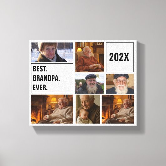 Best Grandpa Ever Photo Collage and Custom Text Canvas Afdruk (Voorkant)