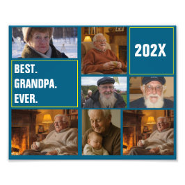 Best Grandpa Ever Photo Collage and Custom Text Foto Afdruk