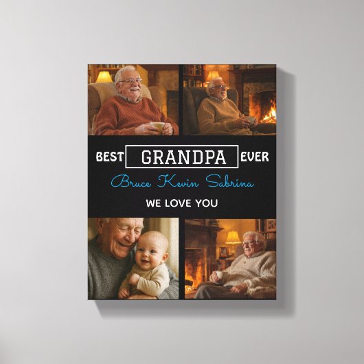 Best Grandpa Ever Photo Collage Canvas Afdruk (Voorkant)