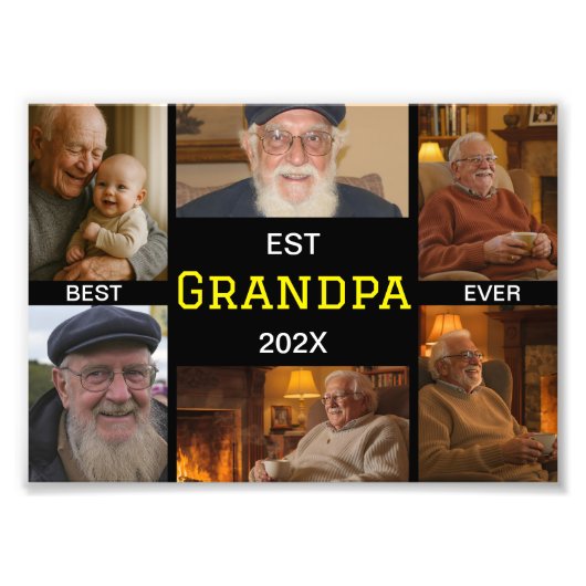 Best Grandpa Ever Photo Collage Foto Afdruk (Voorkant)