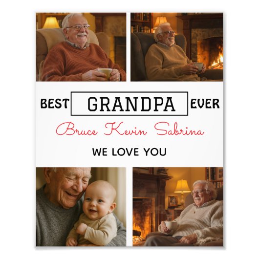 Best Grandpa Ever Photo Collage Foto Afdruk (Voorkant)
