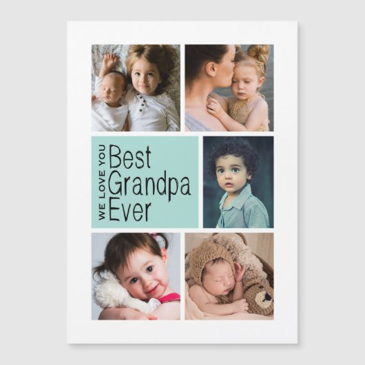 Best Grandpa Ever Photo Collage Magnetic Card (Voorkant)