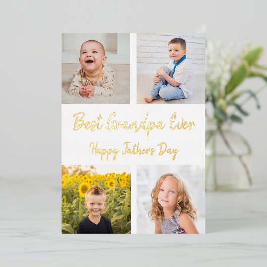 Best Grandpa Ever Photo Collage Vaderdag Kaart (Staand Voorkant)