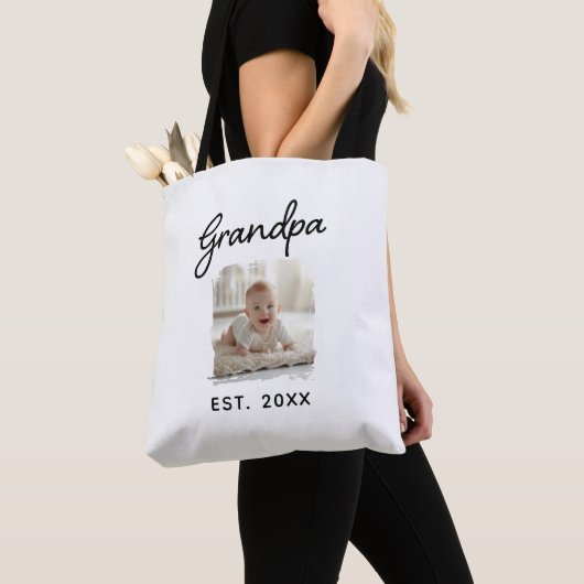 Best Grandpa Ever Photo Est. Year  Tote Bag (Dichtbij)