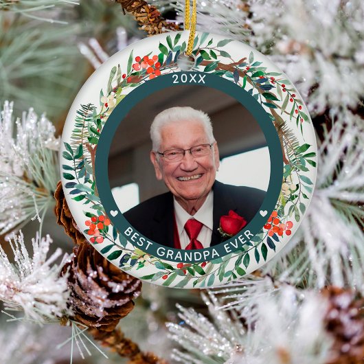 Best Grandpa Ever Photo Kerstmis Keramisch Ornament