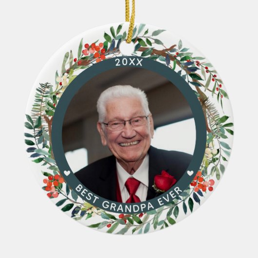 Best Grandpa Ever Photo Kerstmis Keramisch Ornament (Voorkant)