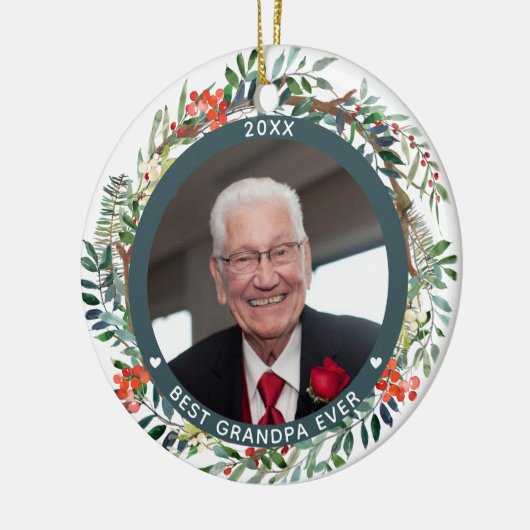 Best Grandpa Ever Photo Kerstmis Keramisch Ornament (Links)