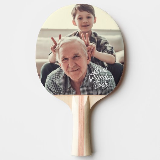 Best Grandpa Ever Photo Script Custom Tafeltennisbatje (Voorkant)
